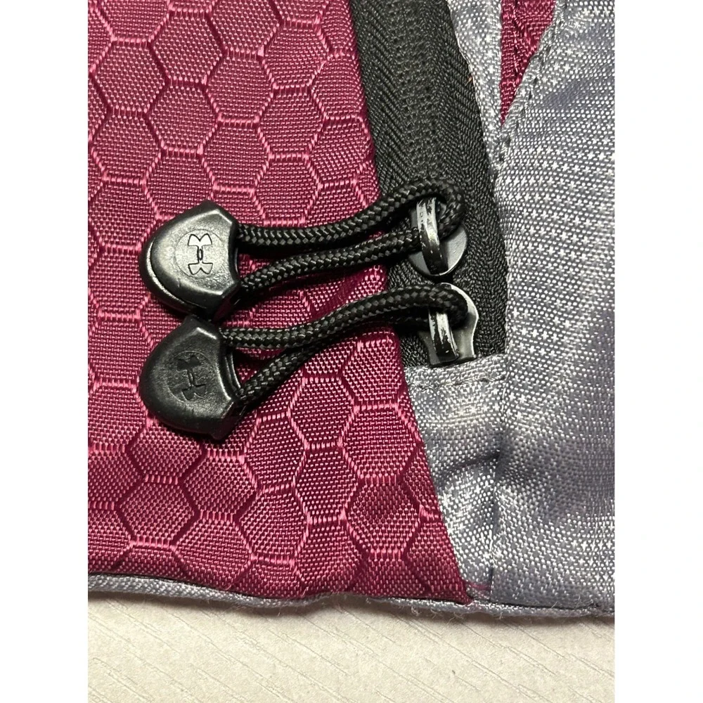 Under Armour‎ Sackpack Drawstring Backpack Gym Bag Maroon Grey UA Logo Front Zip